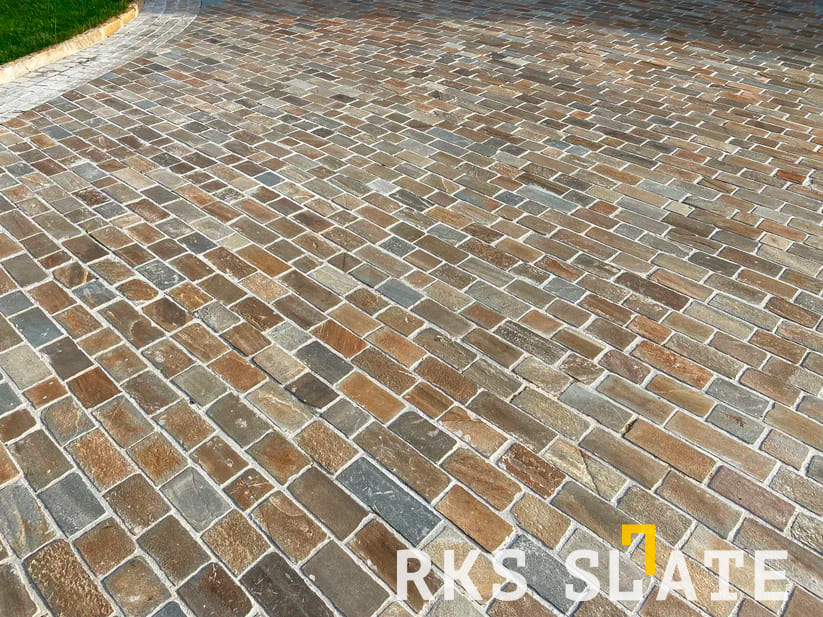 Кварцитовая брусчатка RKS SLATE, варианты цветов и фактур
