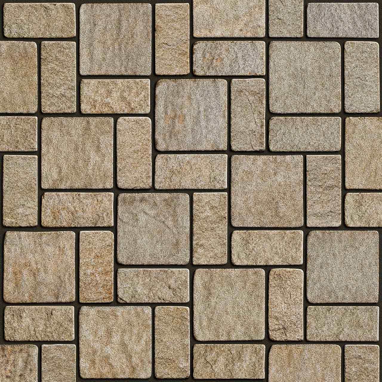 Мощение гранитной брусчаткой RKS Slate Vermont 200x200 мм. Ландшафтный дизайн участка.