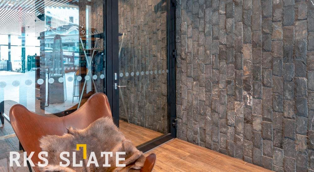 Отделка стен плиткой Сланец черный RKS SLATE Black Mushroom
