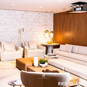 Декоративный камень в интерьере 3D панели RKS SLATE Песчаник White Sandstone Country