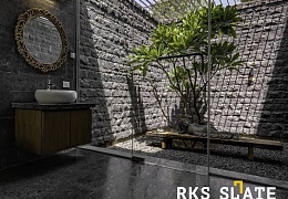 Плитка из базальта (Габбро) Black Basalt Rock 300х150 мм