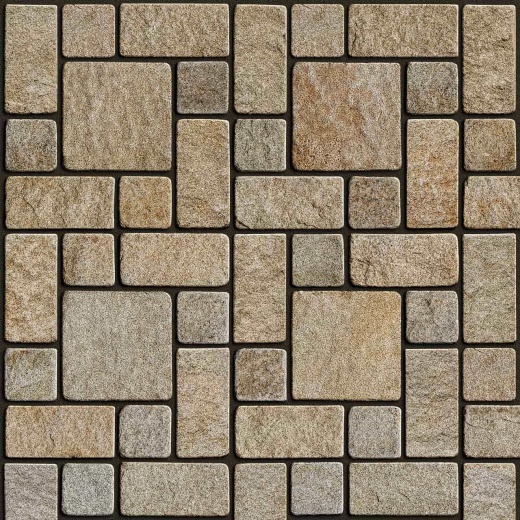 Мощение гранитной брусчаткой RKS Slate Vermont 200x200 мм. Ландшафтный дизайн участка.