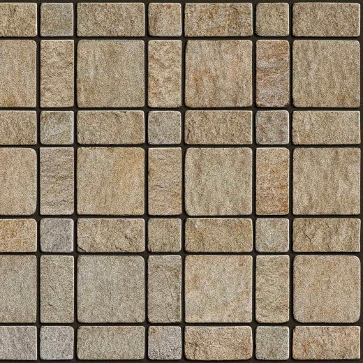 Мощение гранитной брусчаткой RKS Slate Vermont 200x200 мм. Ландшафтный дизайн участка.