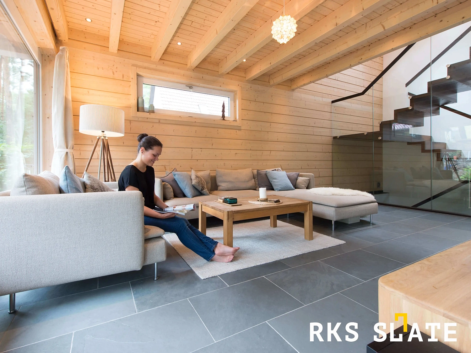 Сланцевая плитка RKS SLATE Brazil Grey в интерьере