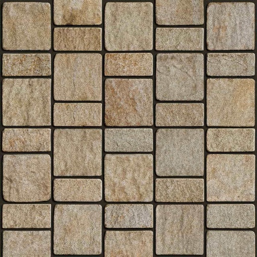 Мощение гранитной брусчаткой RKS Slate Vermont 200x200 мм. Ландшафтный дизайн участка.