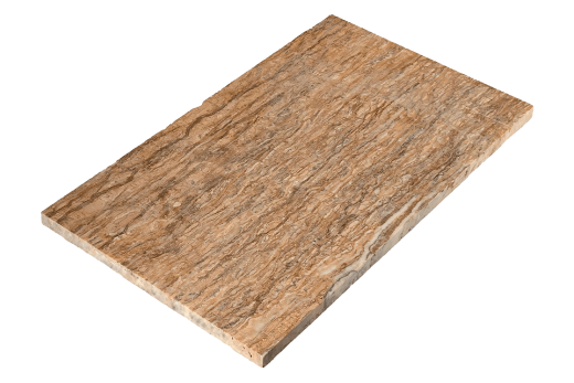 Натуральная облицовочная плитка из травертина Walnut Vein Cut коричневого цвета в интерьере гостиной