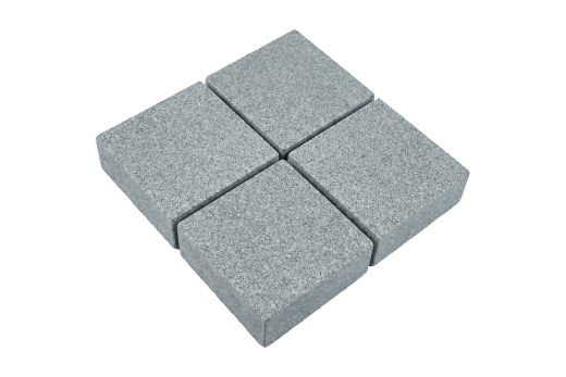 Гранитная брусчатка RKS SLATE Сильвер Пёрл (Silver Pearl), пиленая 100х100 мм на дорожке | Купить гранитную брусчатку в Абакане | Мощение, ландшафтный дизайн